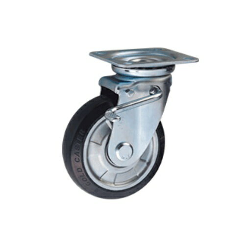 【ポイント5倍】東正車輌 ゴールドキャスター WJ-200RB-WS プレート自在式 ダブルストッパー付 200mm ..