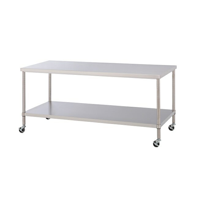 【ポイント10倍】【直送品】 山金工業 ステンレスワークテーブル 移動式 H827mm WBNC-12075-U75-H827 SUS304 棚板付きタイプ 【大型】(4)