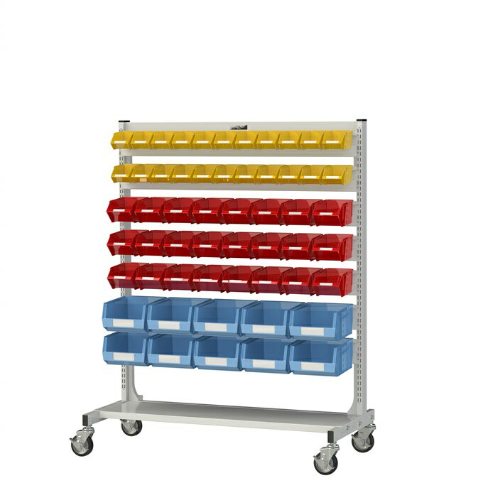 《マルチパーツハンガー 間口1200サイズ》●移動式●片面タイプ●100φゴムキャスター(自在ストッパー付 4個)●サイズ(W×D×H)：1191×574×1480mm●質量：62.0kg●全体均等耐荷重：100kg●組合せ内容：ボックスハンガー横桟 7本、ボックス HB-3 10個・HB-BR 24個・HB-SY 22個《特長》●床置き式の工具部品整理棚です。●垂直収納で工具・パーツの見える化収納を実現。【配送料について】●大型商品の為、一部配達が出来ない地域や、別途送料が必要な場合がございます。※特に北海道のお客様はご注意下さい。●その場合は、ご注文後にメールで送料を含む合計金額をお知らせ致します。●送料が別途必要な場合は、ご注文後のキャンセルもお受け致します。お気軽にご注文下さいませ。●尚、送料が無料の場合は、そのまま出荷手配をさせて頂きます。【お支払い方法について】●こちらの商品はメーカーからの直送となります。代金引換のお支払い方法はご利用になれません。●代金引換にてご注文頂いた場合はご注文をキャンセルとさせて頂く場合がございますので予めご了承下さいませ。《マルチパーツハンガー 間口1200サイズ》●移動式●片面タイプ●100φゴムキャスター(自在ストッパー付 4個)●サイズ(W×D×H)：1191×574×1480mm●質量：62.0kg●全体均等耐荷重：100kg●組合せ内容：ボックスハンガー横桟 7本、ボックス HB-3 10個・HB-BR 24個・HB-SY 22個《特長》●床置き式の工具部品整理棚です。●垂直収納で工具・パーツの見える化収納を実現。