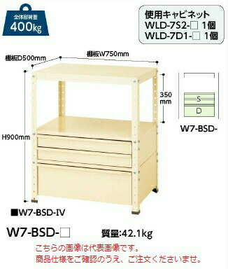 【直送品】 山金工業 ワゴン W7-BSD-G 【大型】