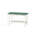 【ポイント10倍】【直送品】 山金工業 ワークテーブル150シリーズ 導電性ゴムマット貼りタイプ 固定式 全面棚板付 SUPE-1260TT-WW 【大型】