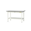 【ポイント5倍】【直送品】 山金工業 ワークテーブル150シリーズ 固定式 全面棚板付 RoHS2指令対応 塩ビシート天板 SUR-1260TT-GYW 【大型...