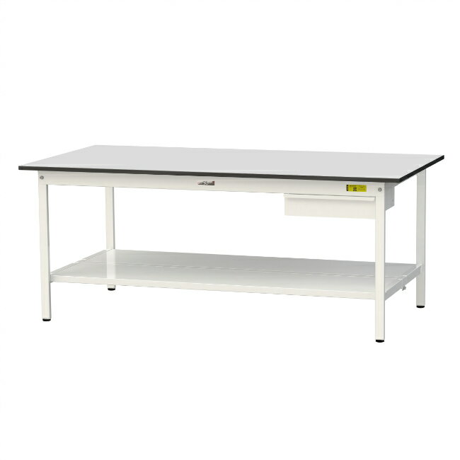 【ポイント5倍】【直送品】 山金工業 ワークテーブル150シリーズ 固定式 キャビネット付 全面棚板付 RoHS2指令対応 塩ビシート天板 SUR-1890UTT-GYW 【大型】