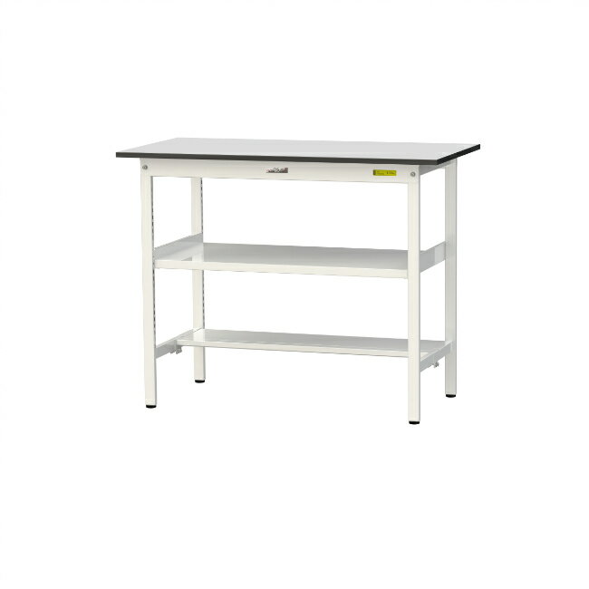 【ポイント5倍】【直送品】 山金工業 ワークテーブル150シリーズ 固定式 中間+足元半面棚板付 RoHS2指令対応 塩ビシート天板 SURH-1260TF-GYW 【大型】(4)