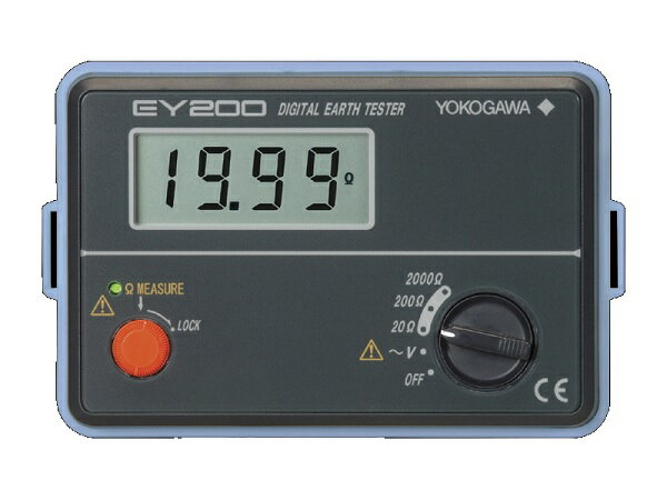 ●測定範囲：接地抵抗 0〜19.99Ω、0〜199.9Ω、0〜1999Ω/地電圧：0〜199.9V●表示：LCD表示方式(1999カウント)●確度 (接地抵抗)：20Ωレンジ ±2%rdg±0.1Ω、200Ωレンジ ±2%rdg±3dgt、2000Ωレンジ ±2%rdg±3dgt/(地電圧)：±1%rdg±4dgt●外形寸法(W×H×D)： 約10×158×70mm●本体質量：約 550g(電池含む)●電池：単3電池 R6P×6■付属品：測定リード(EY200用 3本一式)、接地棒(2本一式)、2極法測定リードセット(EY200用)、ソフトケース(EY200用)、肩掛けベルト(EY200用)●0〜1999Ωの接地抵抗をワンタッチ操作で測定 ●地電圧(0〜200V)が測定可能 ●軽量かつコンパクト●防塵防滴(IP54)●測定範囲：接地抵抗 0〜19.99Ω、0〜199.9Ω、0〜1999Ω/地電圧：0〜199.9V●表示：LCD表示方式(1999カウント)●確度 (接地抵抗)：20Ωレンジ ±2%rdg±0.1Ω、200Ωレンジ ±2%rdg±3dgt、2000Ωレンジ ±2%rdg±3dgt/(地電圧)：±1%rdg±4dgt●外形寸法(W×H×D)： 約10×158×70mm●本体質量：約 550g(電池含む)●電池：単3電池 R6P×6■付属品：測定リード(EY200用 3本一式)、接地棒(2本一式)、2極法測定リードセット(EY200用)、ソフトケース(EY200用)、肩掛けベルト(EY200用)●0〜1999Ωの接地抵抗をワンタッチ操作で測定 ●地電圧(0〜200V)が測定可能 ●軽量かつコンパクト●防塵防滴(IP54)