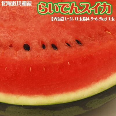 北海道 らいでんスイカ 秀品 L-2L 1玉約4.5-6.5kg×1玉 送料無料 ※沖縄は送料別途加算 父の日 お中元 夏至のサムネイル