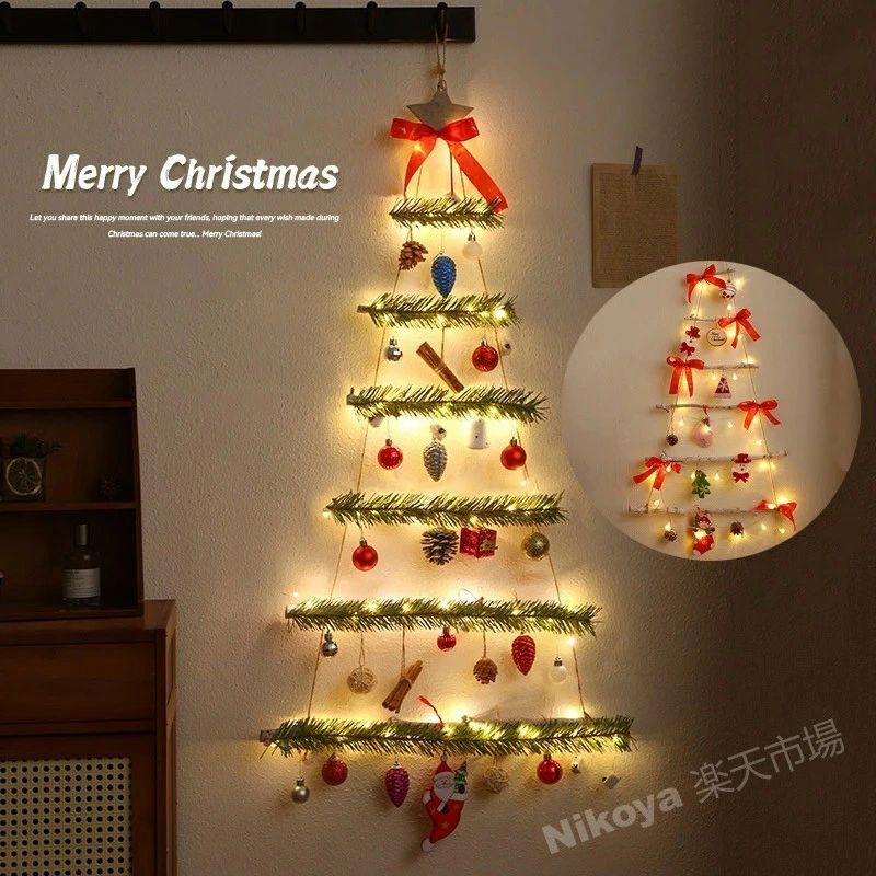 クリスマスツリーLEDライト LEDライト 飾り付け 吊り下げ 北欧 木の壁掛けツリー クリスマス タペスト..