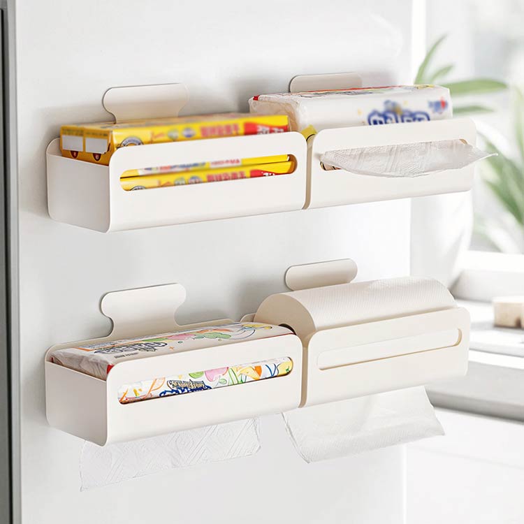 DOUX & FLEURETTEのキッチンペーパーホルダー 磁石 ティッシュホルダー 2個セット ペーパーケース ティッシュケース 2個セット おしゃれ 白 ホワイト 片手 ペーパータオルホルダー マグネット 壁 掛け ティッシュカバー 箱ティッシュ ケース｜アングル3