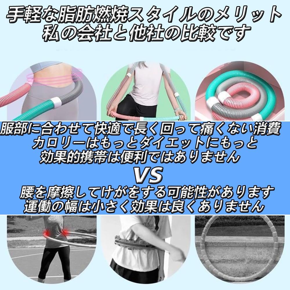 DOUX & FLEURETTEのフラフープ ソフト フラフープ ダイエット 柔らかい ソフトスプリングフラフープ エクササイズグッズ 有酸素運動 健康器具 腹筋 トフラフープ くびれ フラフープ 折りたたみ式 フラ サークル ウエスト 背中 脚 胸 トレーニング 機器 筋トレ シェイプアップ｜アングル3