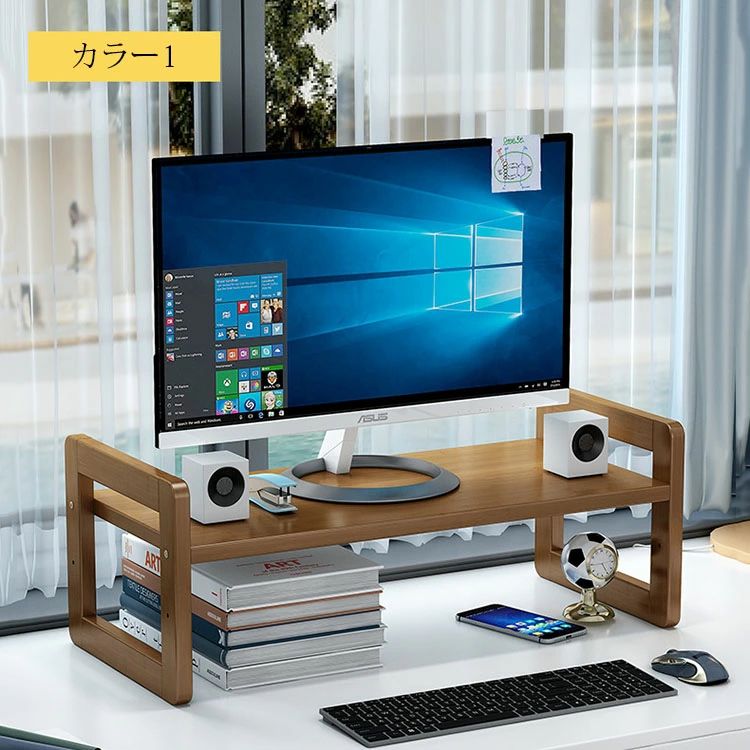 【送料無料】幅51×奥行18×高さ15cm モニター台 机上ラック キーボード収納 液晶モ...