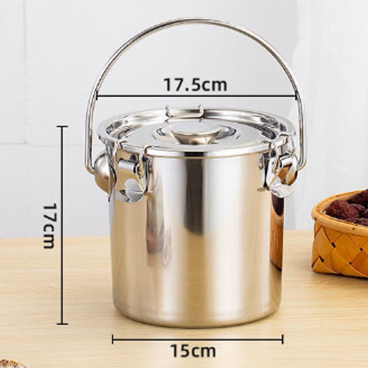 Rakuten - 【送料無料】給食缶 ステンレス保存容器 ミニ ステンレス製 保存容器 直火対応 ガスコンロ対応 IH対応 ステンレス鍋 蓋付き 作り置き 食品保存 汁物でも漏れない構造 90度回転式のハンドル 空気弁 キャンプ ピクニック アウトドアライフ 温め専用