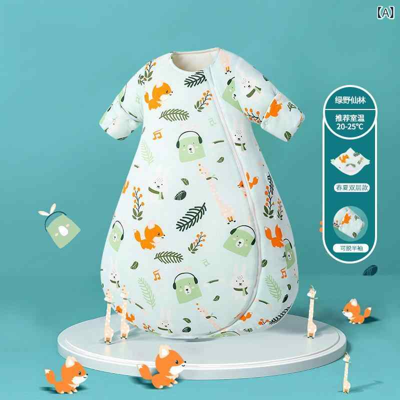 【送料無料】スリーパー ベビー キッズ 新生児 赤ちゃん 子供 幼児用 寝袋 綿100% コットン 純綿 オールシーズン 通年 薄手 厚手 袖取り外し可能 寝冷え防止 蹴り出し防止 吸湿速乾 快適