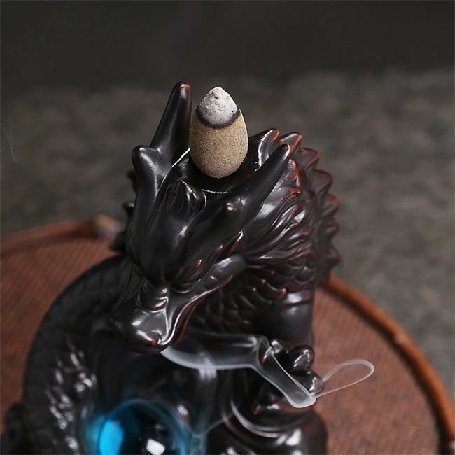 香炉 - 倒流香用 龍 倒流香用 香炉 幻想的 煙 倒流香 香炉 インテリア 陶器 風水 置き物 置物 香立て 線香 おしゃれ かわいい お香立て 線香立て 仏具 お線香 贈り物 流川香 香炉 逆流香バーナー 陶器製 セラミック