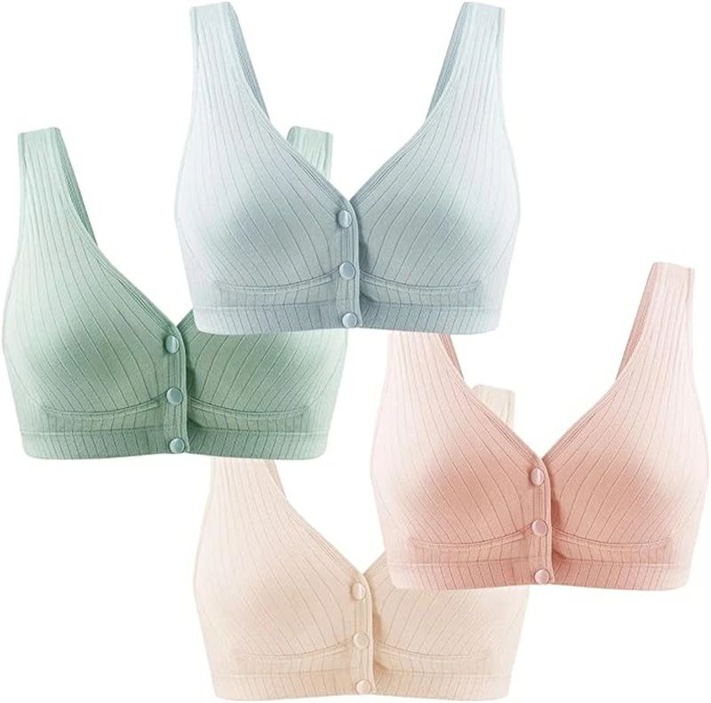 Rakuten - マタニティブラ 4枚セット 前開き 綿 授乳ブラ ナイトブラ ノンワイヤー 無地 柔らか 大きいサイズ 産前 産後