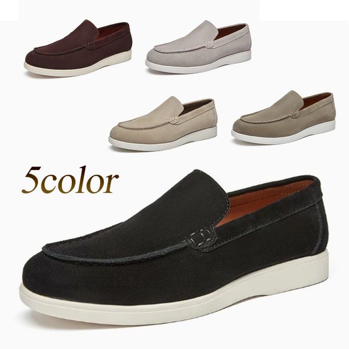 カジュアルシューズ メンズ 本革 スエード スリッポン Uチップ モカシン ブラック ブラウン グレー ベージュ カーキ おしゃれ 人気(4.0)