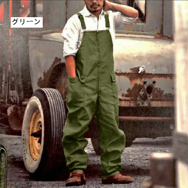 メンズ オーバーオール 男 無地　S・3XL つなぎ パンツ ズボン ロングパンツ シンプル 大きいサイズ カジュアル ジュニア カッコイイ ワーカー リッラクス おしゃれ オールインワン 男性　作業着 つなぎ服
