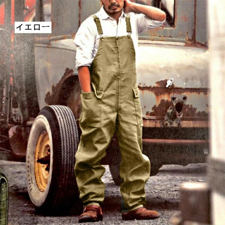 メンズ オーバーオール 男 無地　S・3XL つなぎ パンツ ズボン ロングパンツ シンプル 大きいサイズ カジュアル ジュニア カッコイイ ワーカー リッラクス おしゃれ オールインワン 男性　作業着 つなぎ服