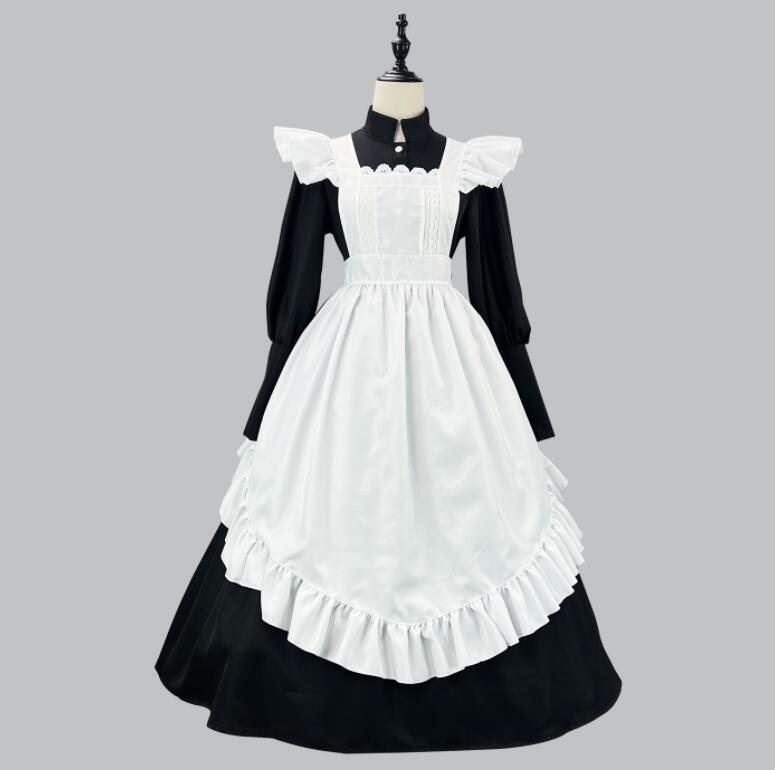 乐天商城 - ロング丈 メイド服 長袖 メイドワンピース 可愛い メイドコスチューム メイド服 コスプレ ワンピース メイド喫茶 cosplay エプロン ワンピ ハロウィン イベント 仮装 大きいサイズあり