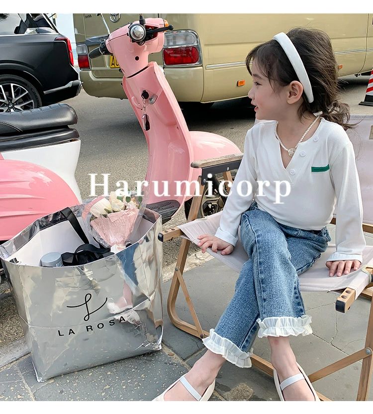 樂天商城 - 子供服 デニムパンツ キッズ 女の子 春服 韓国子供服切り替えレースお姫様 ロングパンツ ジーンズ 長ズボン ボ ストレッチパンツ ズボン ウェストゴム 伸びる 子ども服 ジュニア ベビー服 可愛い おしゃれ カジュアル 新品 140cm 130cm 120cm 110cm100cm90cm