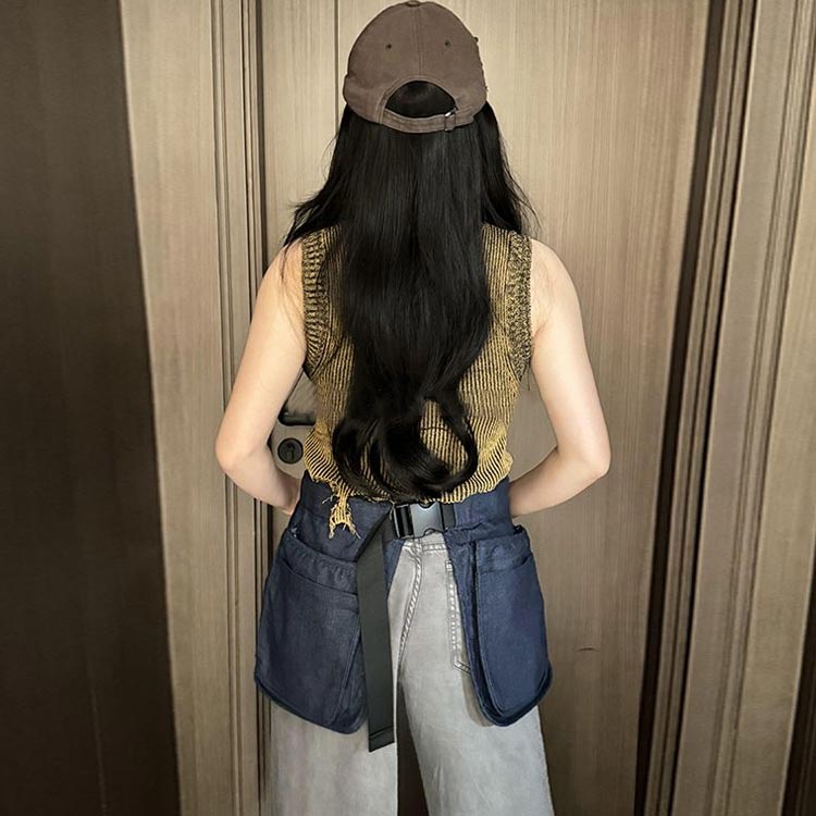 DOUX & FLEURETTEのDIY ウエスト ポーチ エプロン 型 スタイリストエプロン ウエストバッグ ガーデニングエプロン カフェエプロン キャンプ キッチン ショート丈 無地 デニム ユニフォーム プレゼント｜アングル3