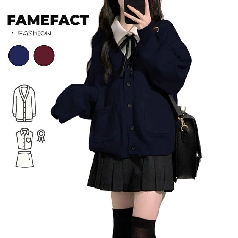 Rakuten - 卒業式 スーツ 女の子 カーディガン スクールカーディガン 4点セット スクール Vネック オフィス 制服 長袖シャツ リボン スカートセット レディース ニットセーター 高校生 学生服 中学生 制服 卒服 七五三 女子高生制服 制服 お受験 学園祭 入学式