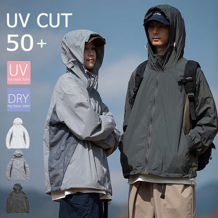 乐天商城 - UVカットパーカー メンズ レディース パーカー 日焼け止め 冷感 ひんやり 速乾 薄手 長袖 春 夏 秋 シアーパーカー シアー ジャケット ライトアウター フード ポケット 着・せ 通勤 uvパーカー