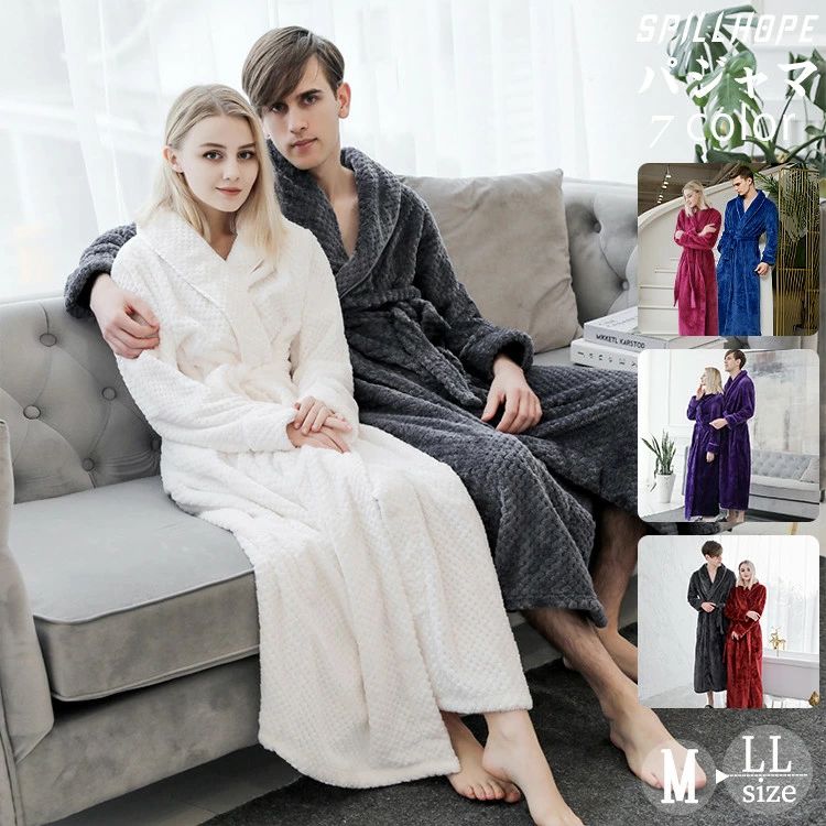 Bathrobes - 送料無料 バスローブ ガウン メンズ レディース カップルパジャマ 着る毛布 ルームウェア 防寒 ロング カップル ペアルック 男女兼用 夫婦 おしゃれ パジャマ 洗える 暖か もこもこ ふわふわ お揃い かわいい 部屋着 あったか 出産祝い 授乳 ギフト プレゼント 秋冬 暖かい