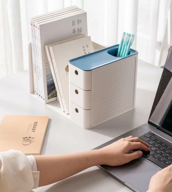 【無料送料】収納と本立てが一緒になっているデスクオーガナイザー ホワイト卓上収...