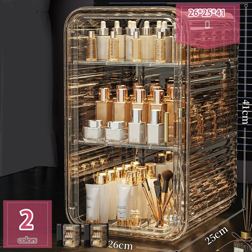 化粧品収納ボックス スキンケア製品 香水収納 整理 卓上 防塵 防水 化粧箱 透明 メイクボックス 大容量 化粧品ケース コスメ収納 口紅収納 女子へのギフト 強い耐久性 holosbird-goods1