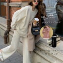 ニットセットアップ レディース 秋冬 セットアップ ニットセーター プルオーバー ワイドパンツ ニット プルオーバー セーター ニットセットアップ ニット 通勤 カジュアル シンプル 長袖 ゆったり リブニット 厚手 クルーネック 無地 送料無料