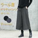 ワイドパンツ 秋冬 微起毛 スカーチョ 秋冬 レディース ガウチョ ウール調 ゆったり パンツ 9分丈 ウエストゴム フォーマル ガウチョパンツ 大きいサイズ 九分丈 微起毛 イージーパンツ ひざ下 ポケット ロングパンツ
