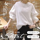 ブラウス 七分袖 シャツ フリル袖 レディース シャツブラウス 綿素材 スキッパーシャツ プルオーバー ぽわん袖 チュニック クールネック トップス コットン tシャツ ミドル丈 インナー ファスナー付き 大きいサイズ 着痩せ 敏感肌 カジュアル 大人 可愛い お出かけ 無地