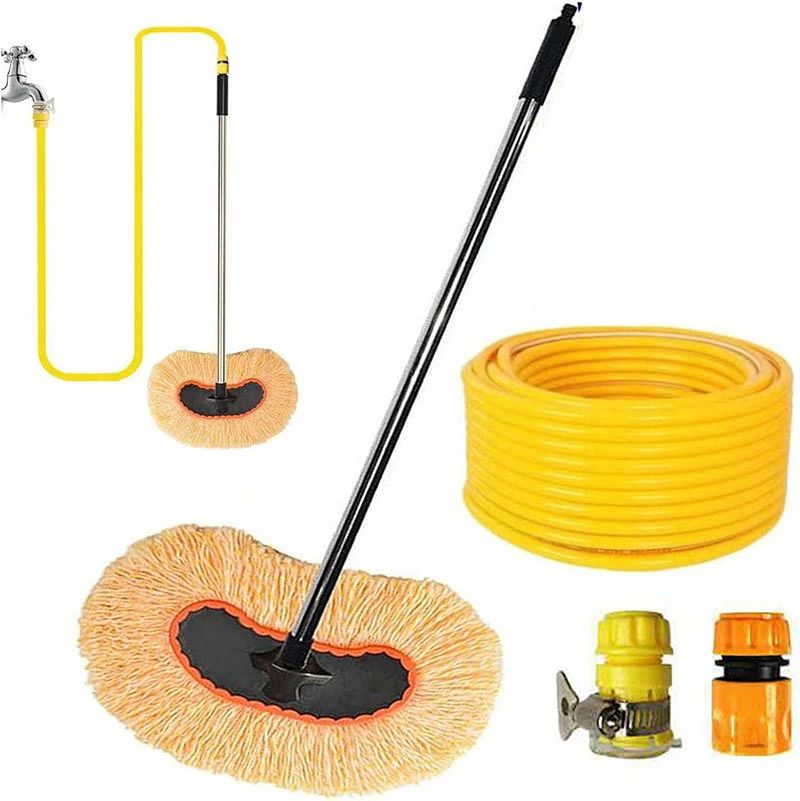 洗車モップセット 洗車モップ 通水 マイクロファイバー ハンディ ロング 3色【5/10/15/20/25/30mホース】洗車用品セット 水道管あり 乾湿両用 綿ヘッド ・力吸水 傷防止 ソフト 耐圧 耐磨耗 電源不要 毛が落ちない 洗車用品 洗車ブラシ 泡洗車 ボディ用 トラック 掃除モップ