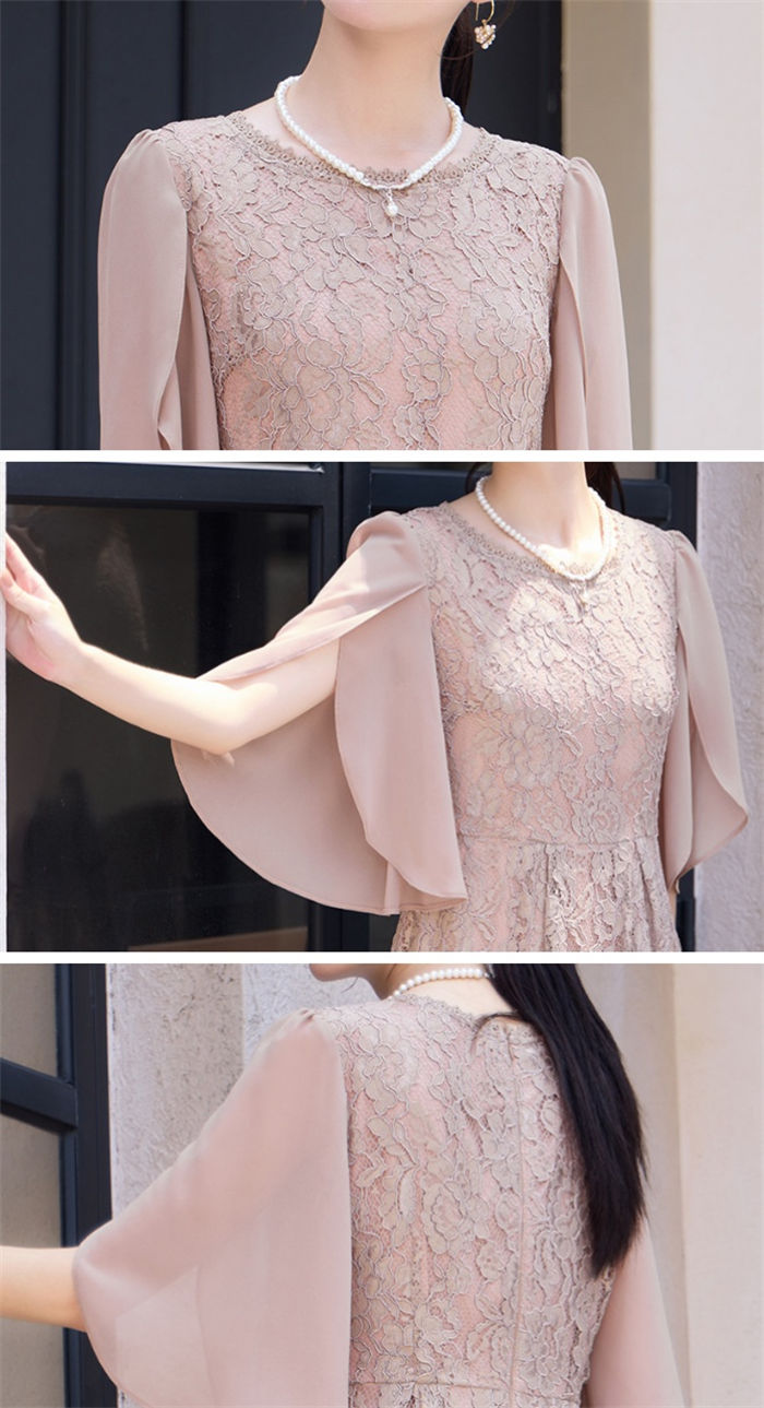 パーティードレス ロングワンピース 結婚式 ワンピース ミモレ丈 大きいサイズ フォーマル レース フレア ドレス マキシ きれいめ 楽チン ゆったり レディース パーティー 袖あり 春秋 大人 可愛い フォーマルドレス ロングドレス 披露宴 二次会 春 夏 秋 冬 お呼ばれ