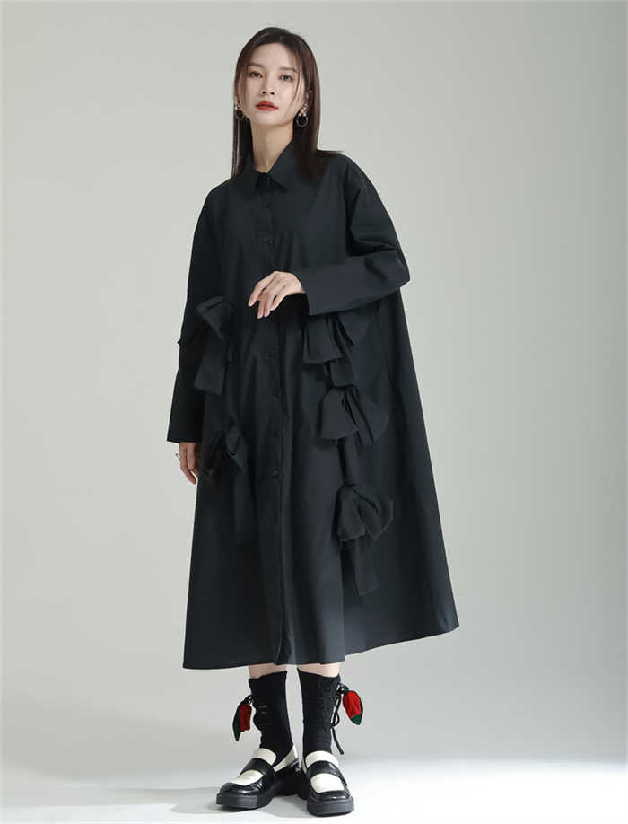 ワンピース ロング テント シャツ ワンピース レディース シャツワンピース ロングワンピース シャツワンピース 無地 チェック リボン 長袖 ロング丈 シャツワンピース 大きいサイズ 体型カバー ゆったり 着痩せ オーバーサイズ サイドポケット 春 夏 秋 冬 送料無料
