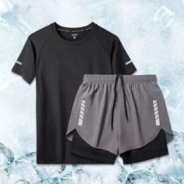上下セット スポーツ水着 半袖 メンズ パパ セット かっこいい セットアップ 大きいサイズ tシャツ ショートパンツ 大きいサイズ 海パン 半袖 男性用 パパ水着 ラッシュガード ブラック グレー Tシャツ ジム スポーツジム プール 送料無料