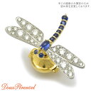 【中古】 ギメル ブローチ とんぼ サファイア 0.4ct GIMEL ピンブローチ pt950 K18 プラチナ 18金 イエローゴールド ジュエリー メンズ...