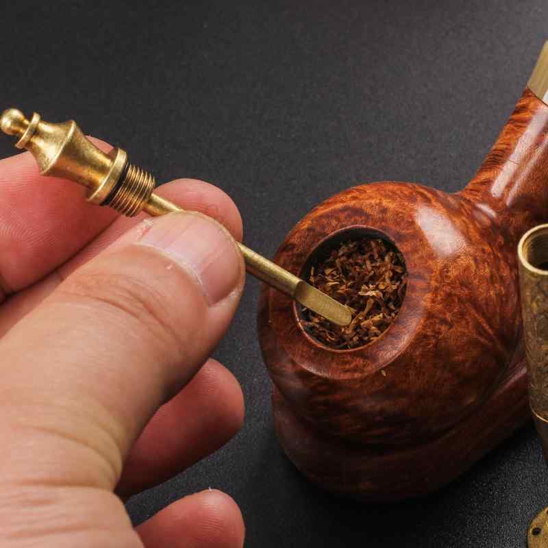 パイプアクセサリー 黄銅製 多機能 2-in-1 タンパー ナイフ一体型 携帯用 喫煙具 コレクション向け お..