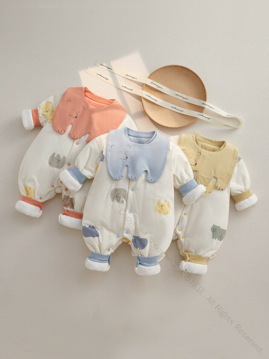 ロンパース ベビー服 長袖 ベビー 子供服 襟付き ごはん おにぎり 食べ物 プリント ボタン かわいい お..