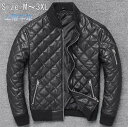 高級感あふれるメンズジャケット 男性用羊革ライダースジャケット 中綿入りダウンコートショート丈 防寒防風アウター ブラックブルゾン 海外通販対応 127