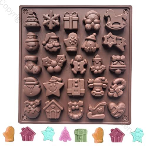シリコンモールド クリスマス チョコレート型 25穴 可愛い立体サンタ雪だるまクリスマスツリーベルジン..