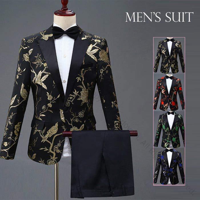 ステージ衣装 メンズ スーツ 上下2点セット 男性用 忘年会 新年会 発表会 ダンス衣装 舞台 ステージウェア パーティ 司会 カラオケ衣装 コスプレ衣装 団体服 演出服 多用途対応 高品質デザイン 快適素材