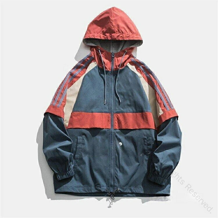 マウンテンパーカー メンズ 大きいサイズ ジャケット アウター ジップアップパーカー 春 秋 配色切り替え レディース フード付き 軽量 防風 撥水加工 カジュアル アウトドア対応 男女兼用 多機能防寒着