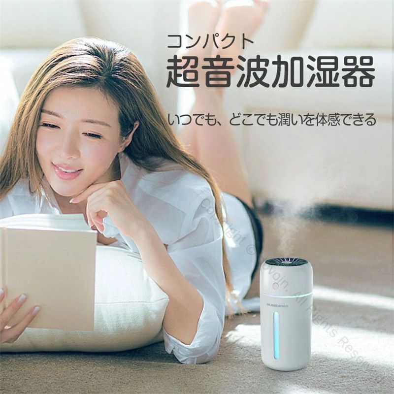 長時間連続加湿可能 コードレス設計 次亜塩素酸水対応 アロマ対応 小型卓上加湿器 除菌機能付き マイナ..