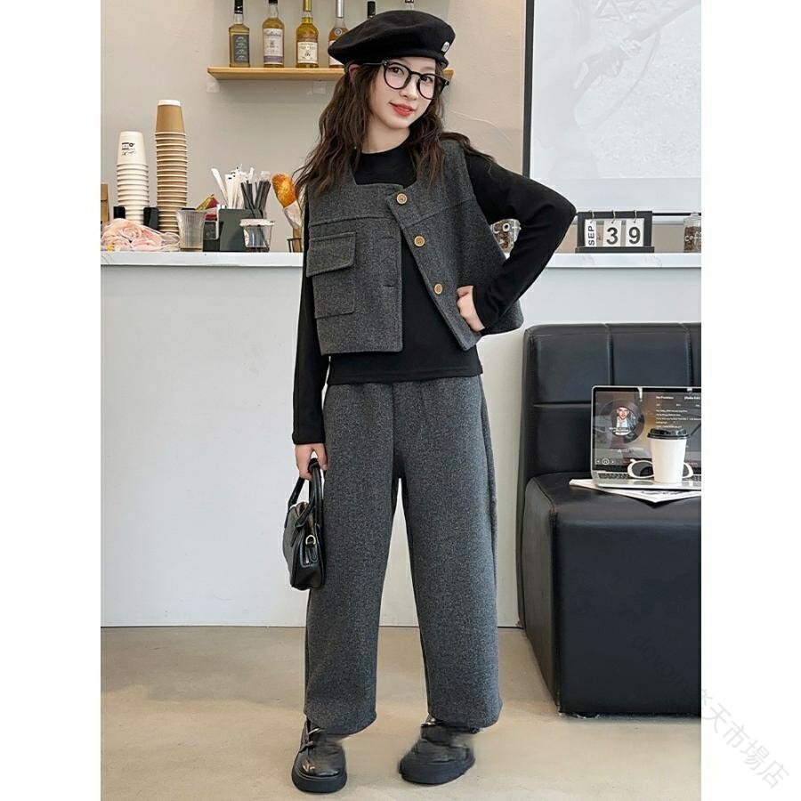 卒業式 入学式 小学生 女の子用 キッズフォーマルパンツスーツ トップス パンツ セット ピアノ発表会 七五三 韓国風 子供服 おしゃれで上品なデザイン 120-150cm対応