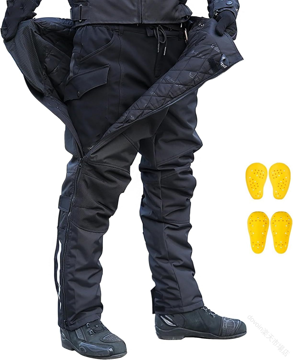 バイク用オーバーパンツ 冬用 防寒 メンズ レディース ライディングパンツ 中綿入り プロテクター付き ..