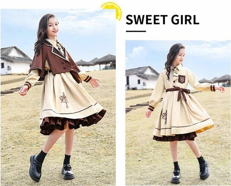 卒業式 スーツ 女の子 160 ワンピース 韓国風 ピアノ発表会 ワンピーススーツ マント付 フランス風 長袖 演奏会 入学式 卒服 セットアップ フォーマル キッズ 子供 ジュニア 入園式 発表会 春 フォーマルスーツ 子供服 120-170対応