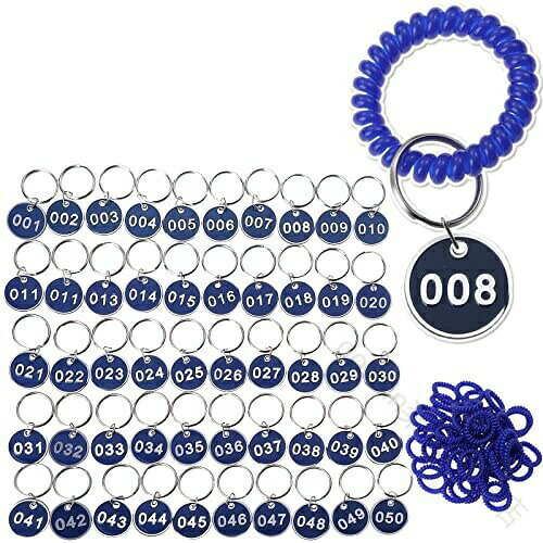 セット 50枚 番号ナンバー付き ロッカー用 番号札 ブレスレット キーホルダー キーラベルタグ 収納管理に便利な多機能セット(3)