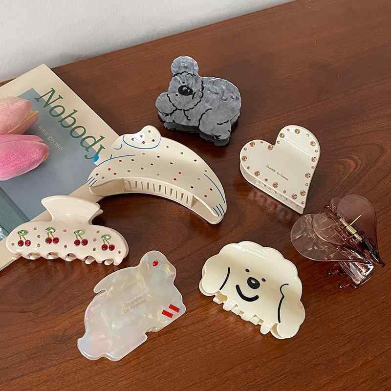 ヘアクリップ 犬 レディース バンス アクセサリー 髪飾り 髪留め かわいい バタフライ チェリー ラブ ..