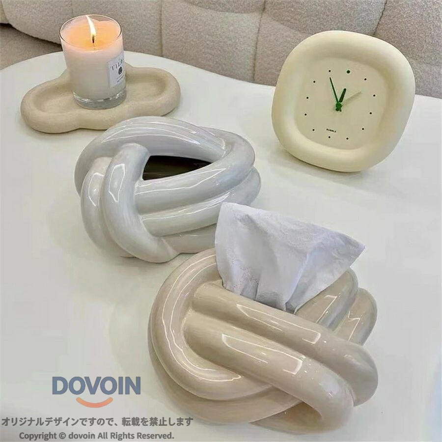 ティッシュケース ティッシュボックス カバー 収納 便利 編み込み ツイスト 結び シンプル 白 おしゃれ かわいい モダン陶器 北欧風 可愛い キャラクター ホーム オフィス 車内 インテリ